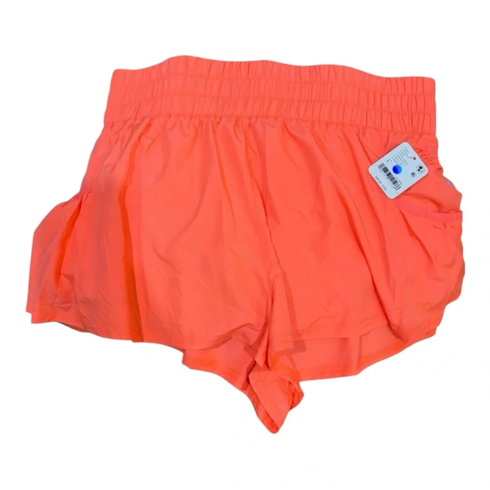 Free People Movement Get Your Flirt On Neon Coral Tennis or Pickleball Shorts